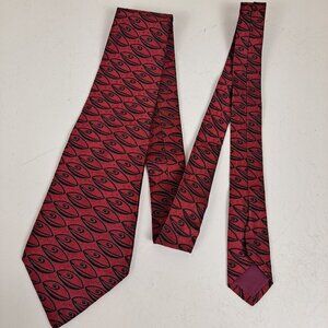 Great Wall 100% Silk Men's Tie Red/Black EUC